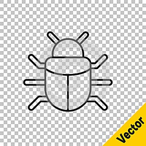 Black line System bug concept icon isolated on transparent background. Code bug concept. Bug in the system. Bug