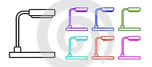 Black line Table lamp icon isolated on white background. Set icons colorful. Vector