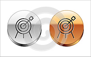 Black line Target sport icon isolated on white background. Clean target with numbers for shooting range or shooting