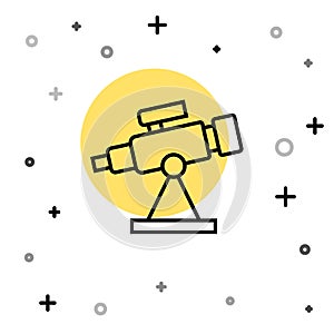 Black line Telescope icon isolated on white background. Scientific tool. Education and astronomy element, spyglass and