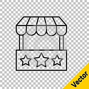 Black line Ticket box office icon isolated on transparent background. Ticket booth for the sale of tickets for