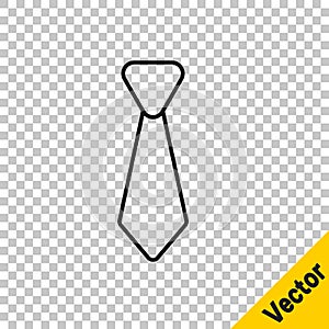 Black line Tie icon isolated on transparent background. Necktie and neckcloth symbol. Vector
