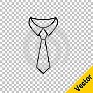 Black line Tie icon isolated on transparent background. Necktie and neckcloth symbol. Vector