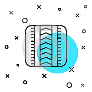 Black line Tire track icon isolated on white background. Random dynamic shapes. Vector