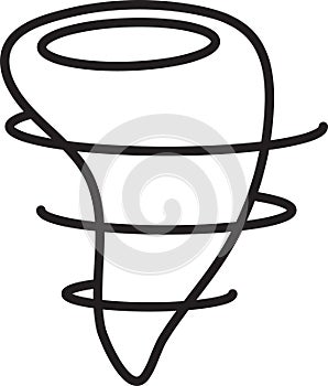 Black line Tornado icon isolated on white background. Vector Illustration