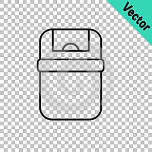 Black line Trash can icon isolated on transparent background. Garbage bin sign. Recycle basket icon. Office trash icon