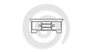 Black line TV table stand icon isolated on white background. 4K Video motion graphic animation