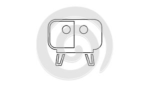 Black line TV table stand icon isolated on white background. 4K Video motion graphic animation