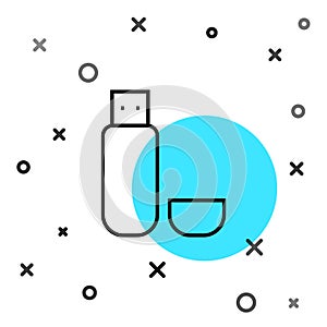 Black line USB flash drive icon isolated on white background. Random dynamic shapes. Vector Illustration