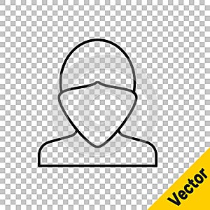 Black line Vandal icon isolated on transparent background. Vector
