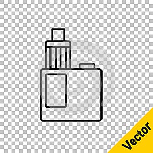 Black line Vape mod device icon isolated on transparent background. Vape smoking tool. Vaporizer Device. Vector