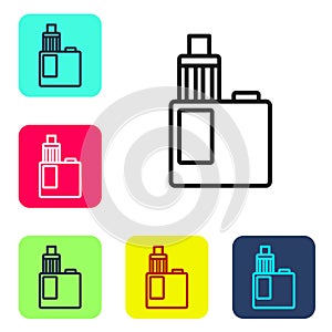 Black line Vape mod device icon isolated on white background. Vape smoking tool. Vaporizer Device. Set icons in color