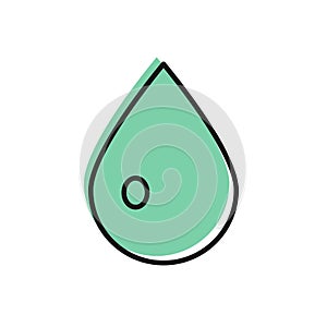 Black line Water drop icon isolated on white background. Vector Illustration