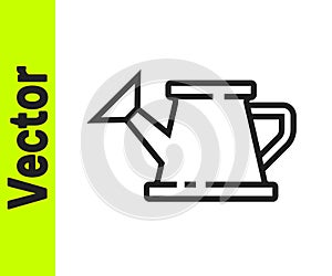 Black line Watering can icon isolated on white background. Irrigation symbol. Vector Illustration