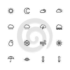 Black line weather icon set