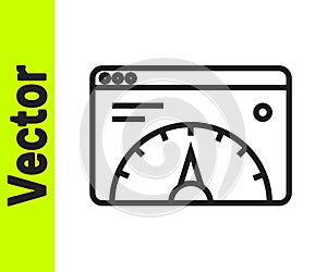 Black line Web analytics information and development website statistic icon isolated on white background. Analysis