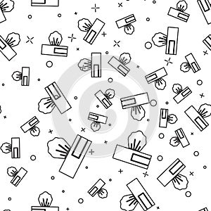 Black line Wet wipe pack icon isolated seamless pattern on white background. Vector.