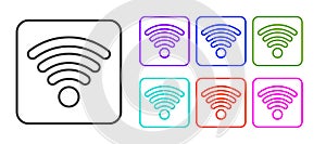 Black line Wi-Fi wireless internet network symbol icon isolated on white background. Set icons colorful. Vector