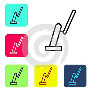 Black line Windscreen wiper icon isolated on white background. Set icons in color square buttons. Vector Illustration