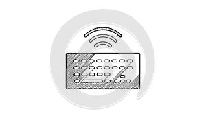 Black line Wireless computer keyboard icon isolated on white background. PC component sign. Internet of things concept