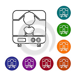 Black line X-ray machine icon isolated on white background. Set icons in color circle buttons. Vector Illustration
