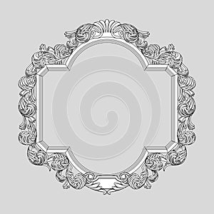 Black linear drawing of Ñlassic decorative frame in old style