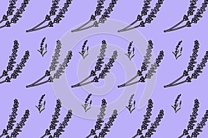 black linear lavender pattern on purple background