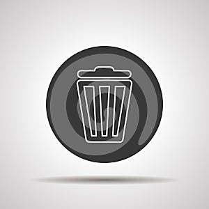 Black linear trash bin icon