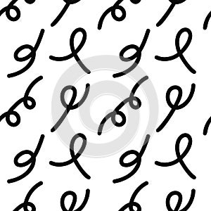 Black lines squiggle seamless pattern vector illustration