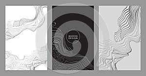 Black lines template, artistic covers design, design backgrounds. Trendy pattern, graphic poster, cards. Vector