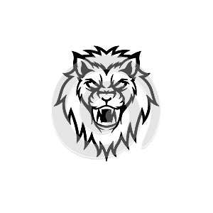 Black  lion head illustration isolated white background