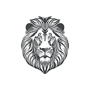 Black lion head logo icon flat minimalistic vector