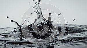 Black liquid splash with dynamic motion photo