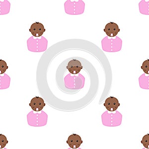 Black Little Girl Pacifier Seamless Pattern