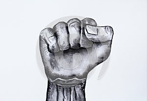 Black Lives Matter Fist Symbol Black and White Watercolor hand drawn illustration