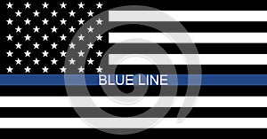 Black lives matter USA support flag,  blue line text  symbol. Vector illustration sign, stop racism photo