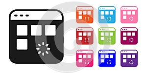 Black Loading a data window with a progress bar icon isolated on white background. Set icons colorful. Vector