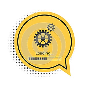 Black Loading and gear icon isolated on white background. Progress bar icon. System software update. Loading process
