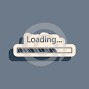 Black Loading icon isolated on grey background. Progress bar icon. Long shadow style. Vector