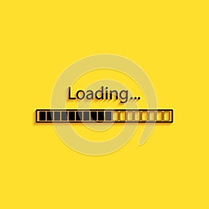 Black Loading icon isolated on yellow background. Progress bar icon. Long shadow style. Vector