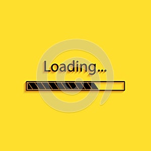 Black Loading icon isolated on yellow background. Progress bar icon. Long shadow style. Vector