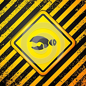 Black Lobster or crab claw icon isolated on yellow background. Warning sign. Vector