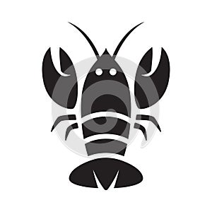 black lobster icon on white background