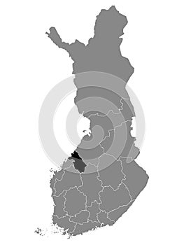 Location Map of Region Keski-Pohjanmaa