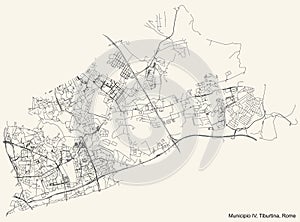 Street roads map of the Municipio IV Ã¢â¬â Tiburtina municipality of Rome Italy photo