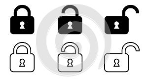 Black lock icons set. Lock vector icon on transparent background. Lock and unlock symbol