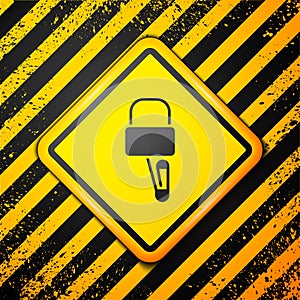 Black Lockpicks or lock picks for lock picking icon isolated on yellow background. Warning sign. Vector Illustration