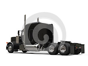 Black long haul semi - trailer big truck - without a trailer