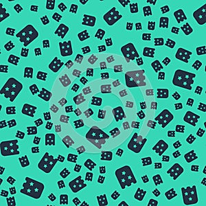 Black Lottery ticket icon isolated seamless pattern on green background. Bingo, lotto, cash prizes. Financial success