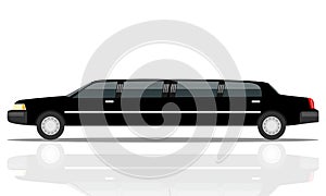 Black luxurious limousine vector illustration isolated on white background. limousines isolated on white.